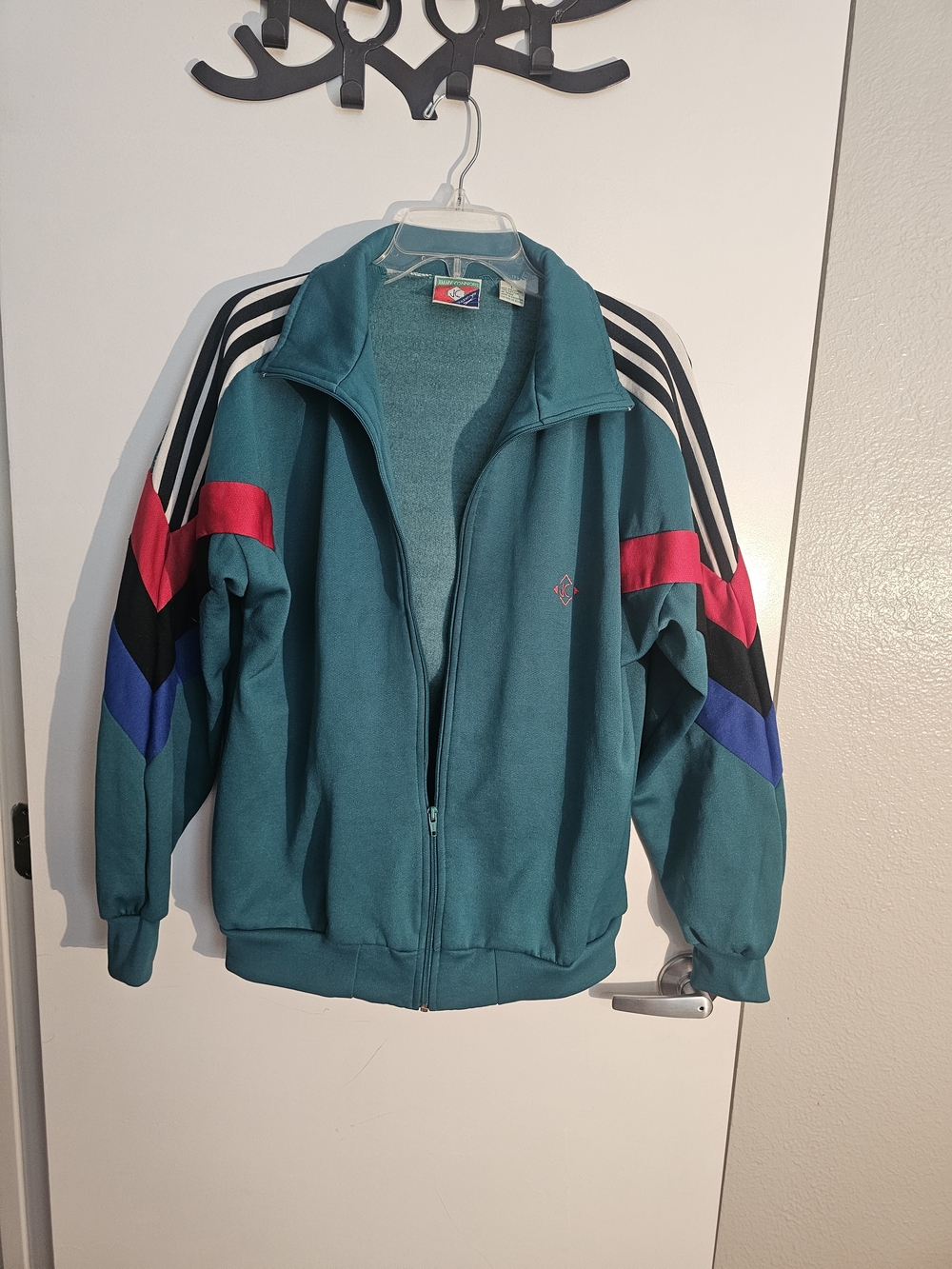 Vintage 90s Jimmy Connors Track Jacket Teal Colorblock Zip Up Size L